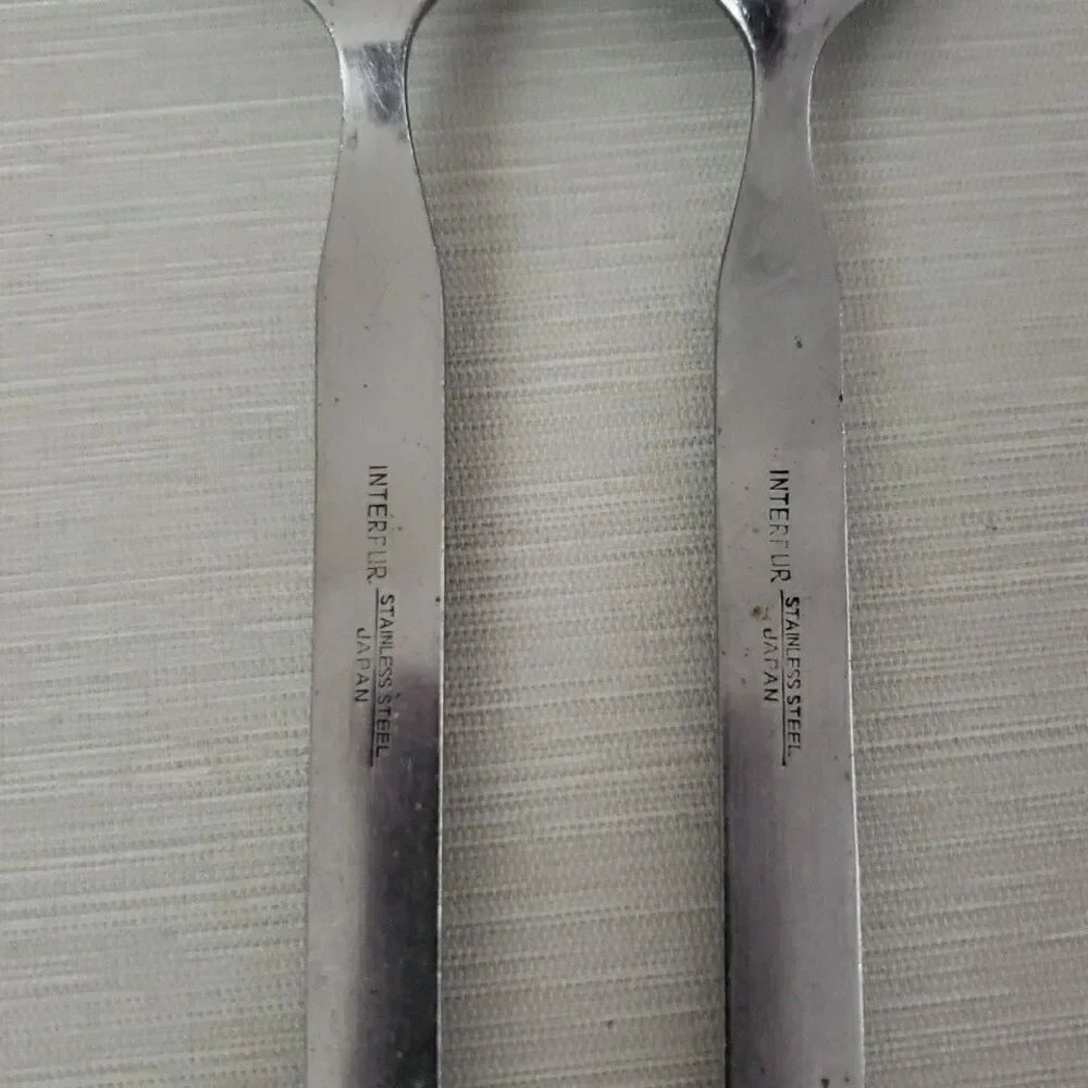 Interpur Stainless Mexicali Rose Dinner Fork & Spoon Black Textured Handle Japan